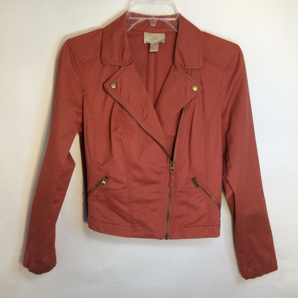 LOFT Jackets & Blazers - LOFT | Lightweight Cotton Moto Jacket / Clay Color